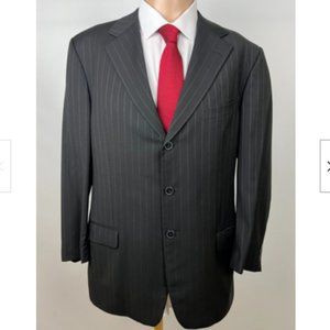 Ermenegildo Zegna Navy Wool Blazer Pinstripe Jacket Single Breasted Size…